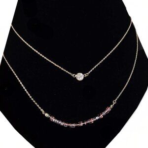 Vintage Gold Plated Crystal 2-Tier Necklace